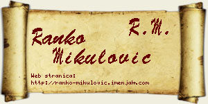 Ranko Mikulović vizit kartica